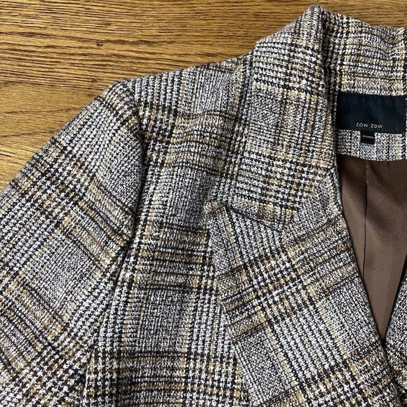 ZOW ZOW Blazer Women’s M Double Breasted Brown Plaid Tweed Peak Academia Jacket - Picture 5 of 14